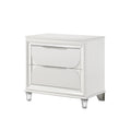 Pearl White 2 Drawer Nightstand With Acrylic Crystal Legs White 2 Drawers Bedroom Rectangle Glam Felt Lined Drawers White Wood Plastic