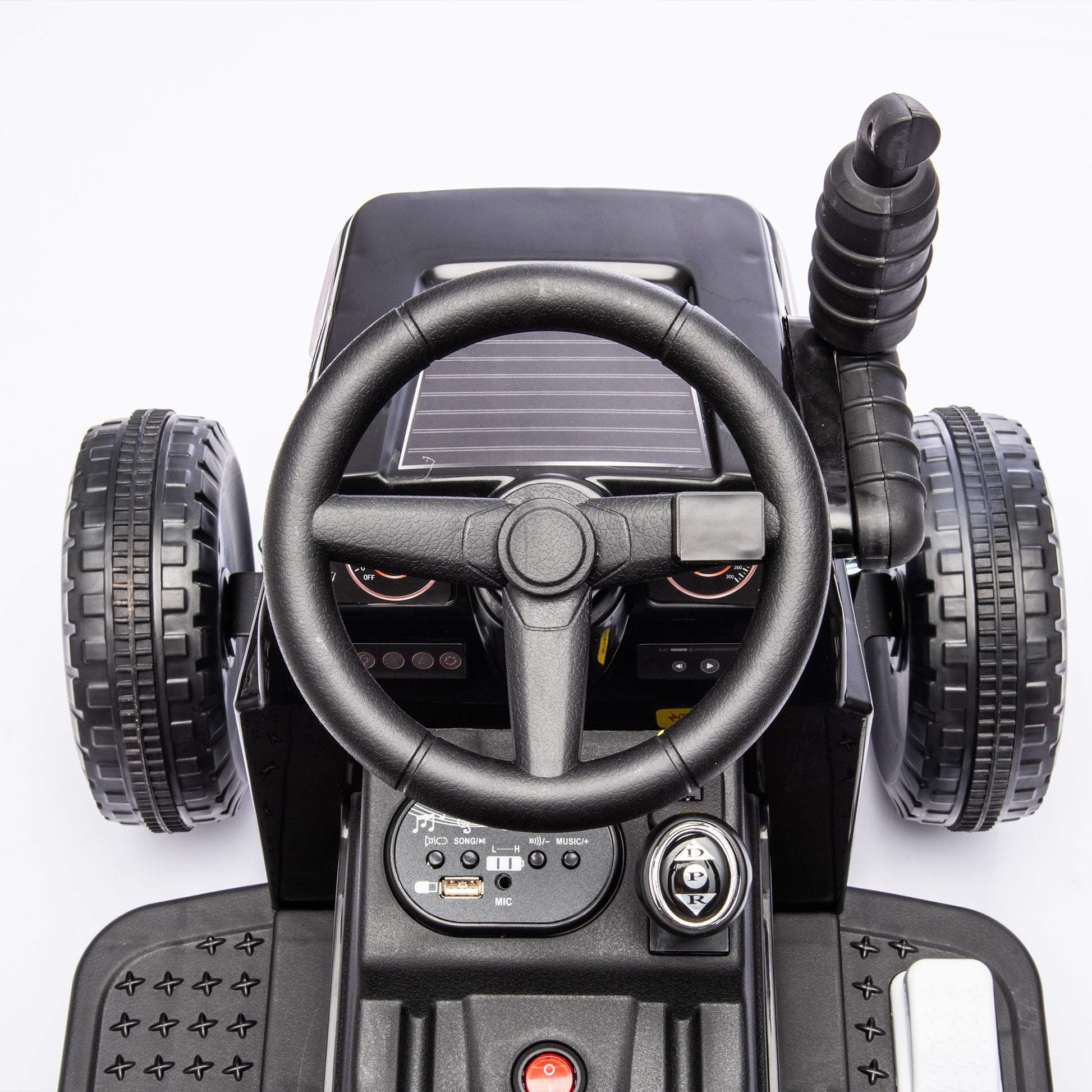 12V Kids Ride On Electric Tractor Black Knight,Kids Ride On Toy.2Wd,Non Skid Tires, Steering Wheel, Foot Pedal,With Removable Storage Tug,Light,Bluetooth,Music,Mp3,Usb,Power Display For Kids Aged 2 3. Black 50 99 Lbs Polypropylene