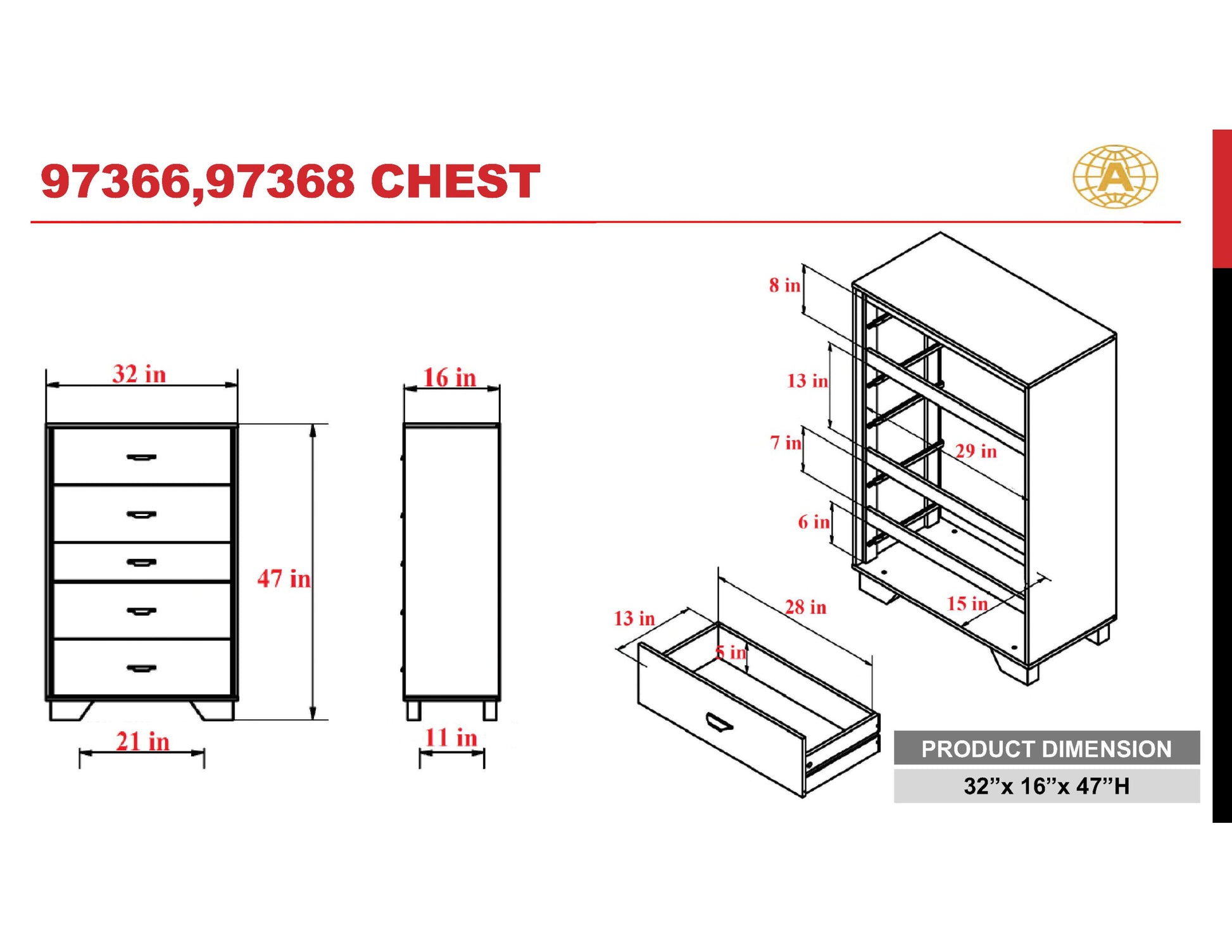 White And Espresso 5 Drawer Chest Espresso White Bedroom Contemporary Particle Board Mdf