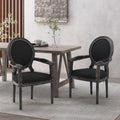 Dining Chair Mp2 Set Of 2 Black Wood Fabric