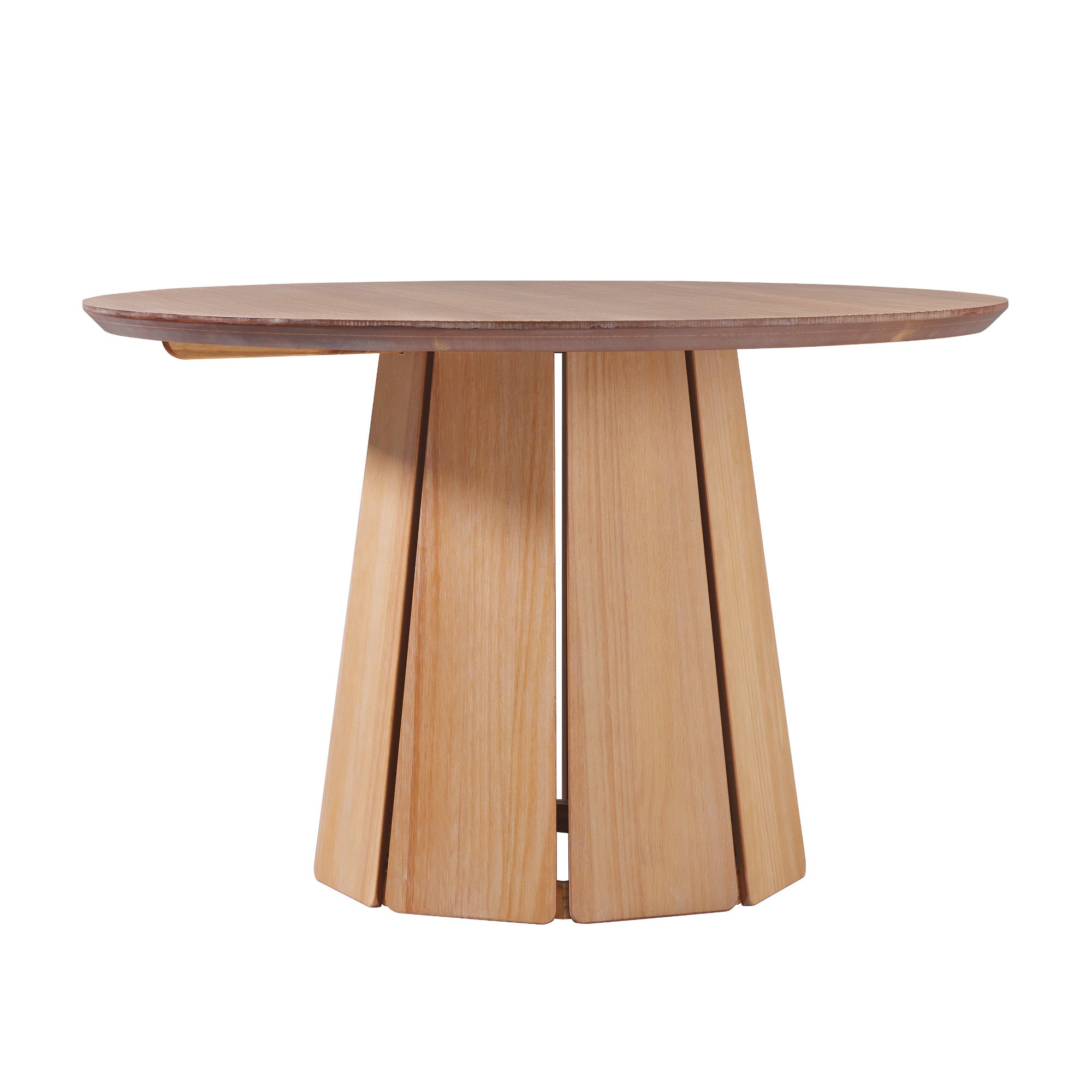 Modern 48" Round Solid Wood Pedestal Dining Table, Cerused White Light Brown Pine Mdf