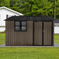 Metal Garden Sheds 10Ftx8Ft Outdoor Brown Black With Window Brown Metal