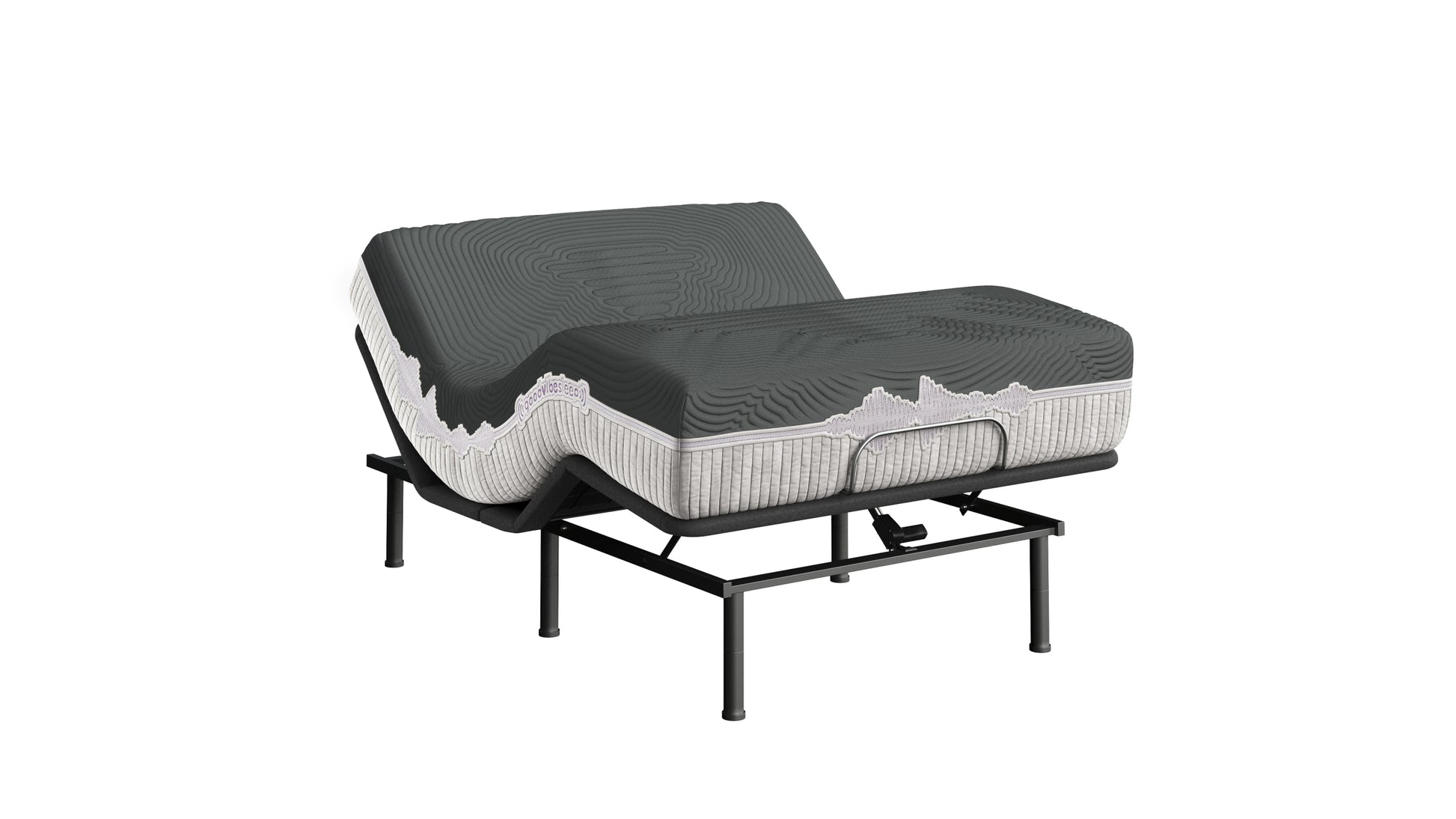 Goodvibesleep Calm Mattress And Adjustable Base Comfort Ensemble, Queen Size Gray Foam Spring Queen