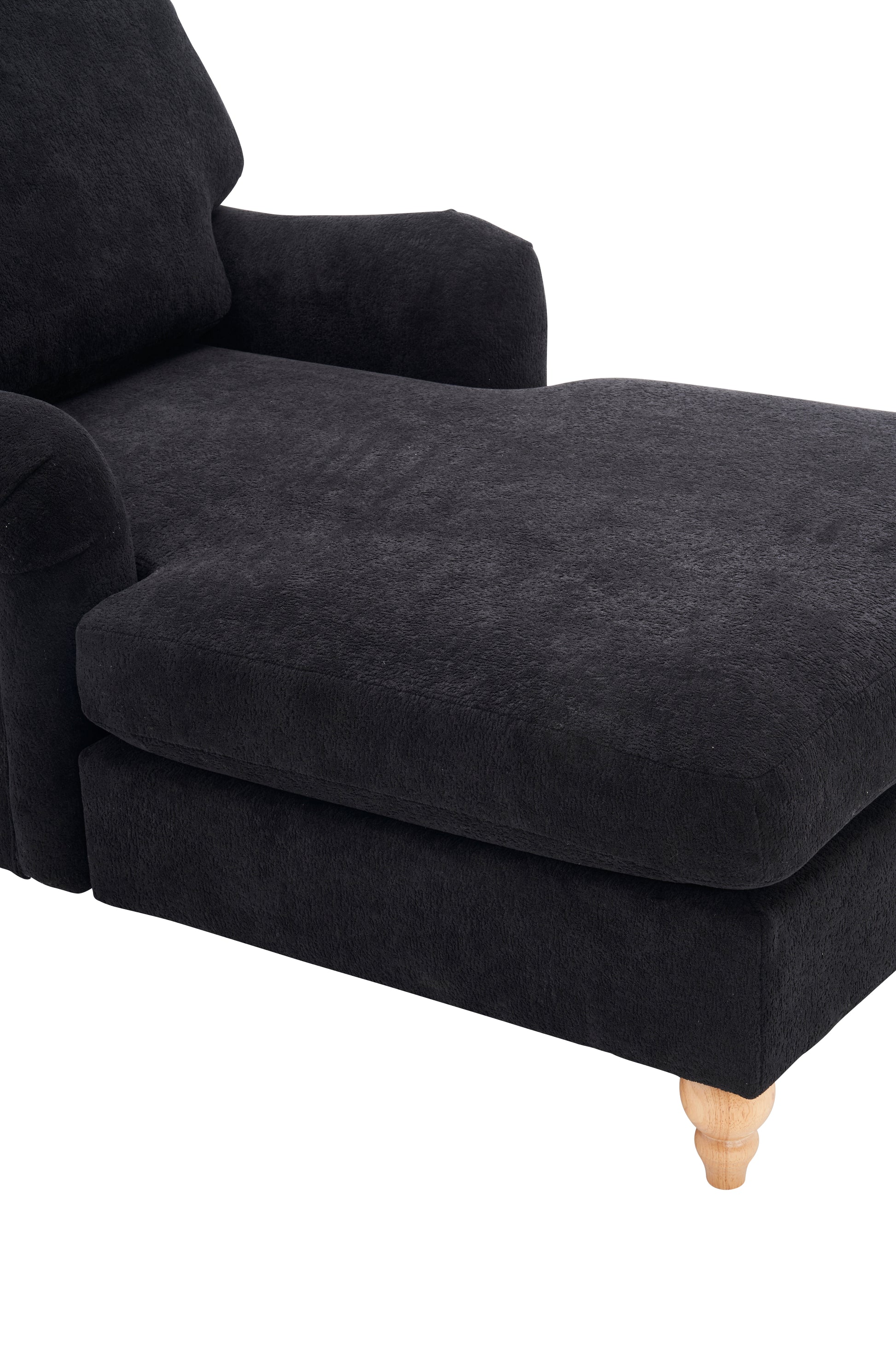 Modern Mid Century Indoor Oversized Chaise Lounger Comfort Sleeper Sofa With Soild Wood Legs Black Foam 1 Seat