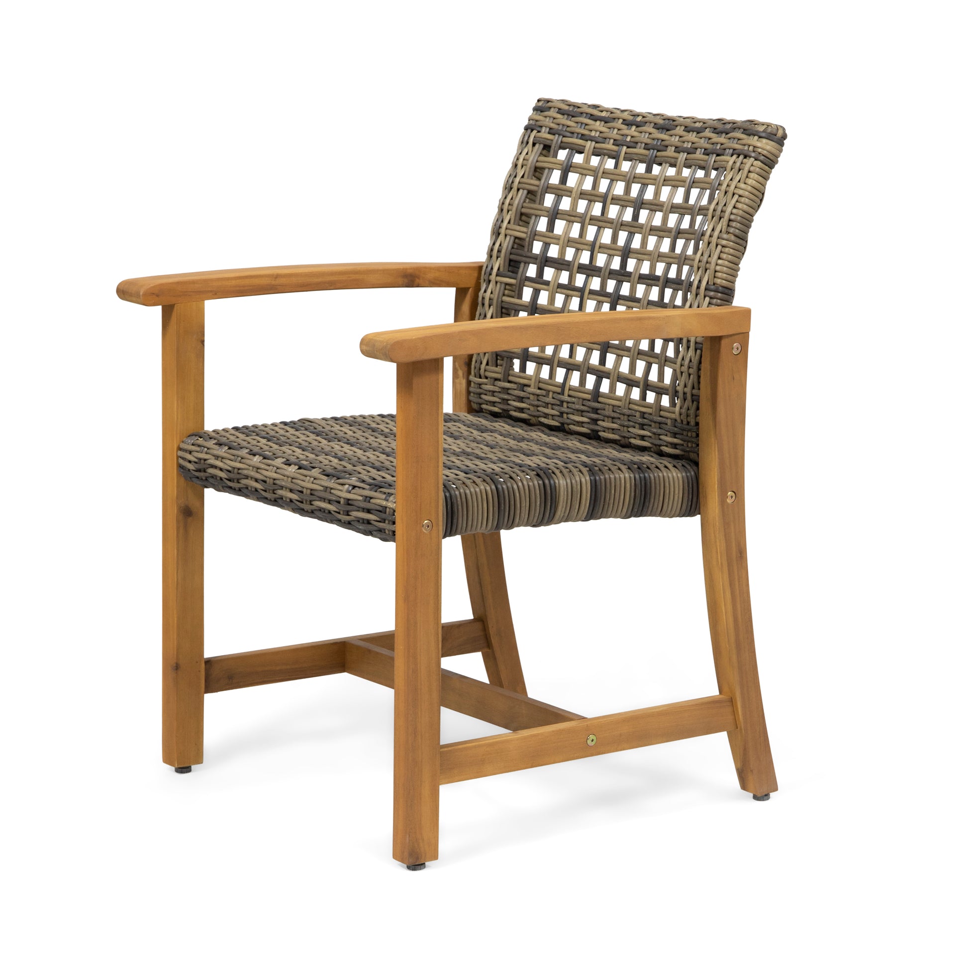 Hampton Wood And Wicker Dining Chair Set Of 2 Natural Stained Pe Rattan Iron