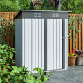 5 X 3 Ft Outdoor Storage Shed, Galvanized Metal Garden Shed With Lockable Doors, Tool Storage Shed For Patio Lawn Backyard Trash Cans White Metal