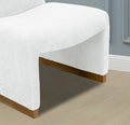 Comfy Accent Chair, Upholstered Slipper Chair, Armless Chair With Wood Legs And Soft Fabric For Living Room, Bedroom, White White Foam Wood Fabric