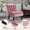 Coolmore Modern Velvet Armless Accent Living Room Chair Leisure Chair,Upholstered Fabric Button Comfortable Chair With Wooden Legs For Bedroom, Living Room, Office Pink Velvet Pink Primary Living Space Foam Velvet
