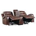 Luxurious Living Room Furniture 2Pc Power Reclining Sofa Set Brownfaux Leather Upholstery Center Drop Down Cup Holders, Power Outlets, Usb Ports, Diamond Pattern Stitching Brown Faux Leather Wood Primary Living Space Luxury,Modern Solid Wood 5 Seat