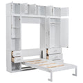 Twin Size Murphy Bed With Lockers And Wardrobes, With Installation Video, White Box Spring Not Required Twin White Murphy Solid Wood Mdf