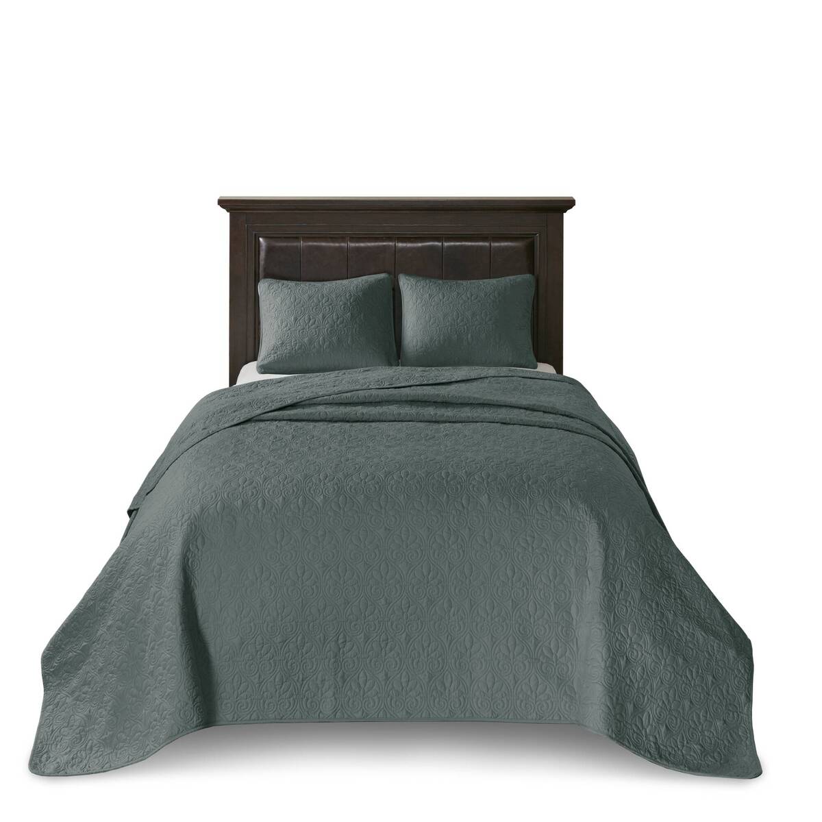 3 Piece Reversible Bedspread Set Balsam Green Queen Green Polyester