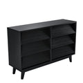 6 Drawer Double Dresser Features Vintage Style And Bevel Design Black Mdf