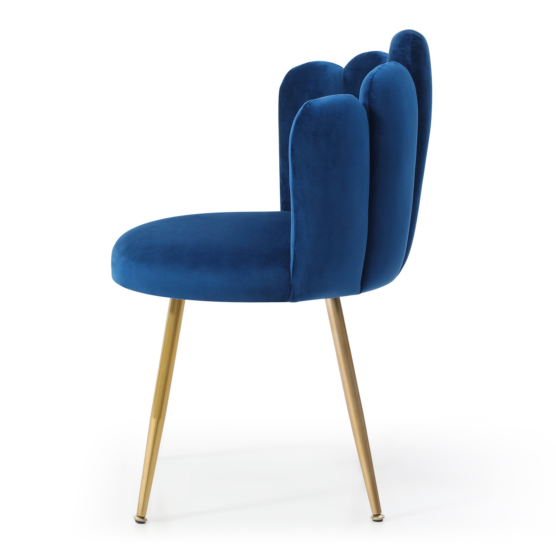 Modern Velvet Dining Chairs Set Of 2, Upholstered Woven Dining Chair With Golden Metal Legs, Upholstered Dining Chairs For Dining Room, Kitchen, Vanity, Living Room Blue Primary Living Space Foam Velvet