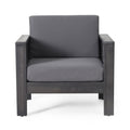 Set Of 2 Outdoor Acacia Wood Club Chairs With Cushions, Dark Gray, 27.75