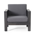 Outdoor Acacia Wood Club Chairs With Cushions, Dark Gray, 27.75