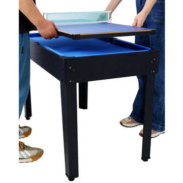 5 In 1 Multi Game Table Billiards, Push Hockey, Foosball, Ping Pong, And Basketball Black Blue Black Mdf Steel