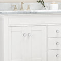 61'' Bathroom Vanity With Marble Top & Double Ceramic Sinks, 3 Drawers, 4 Doors, White White Plywood