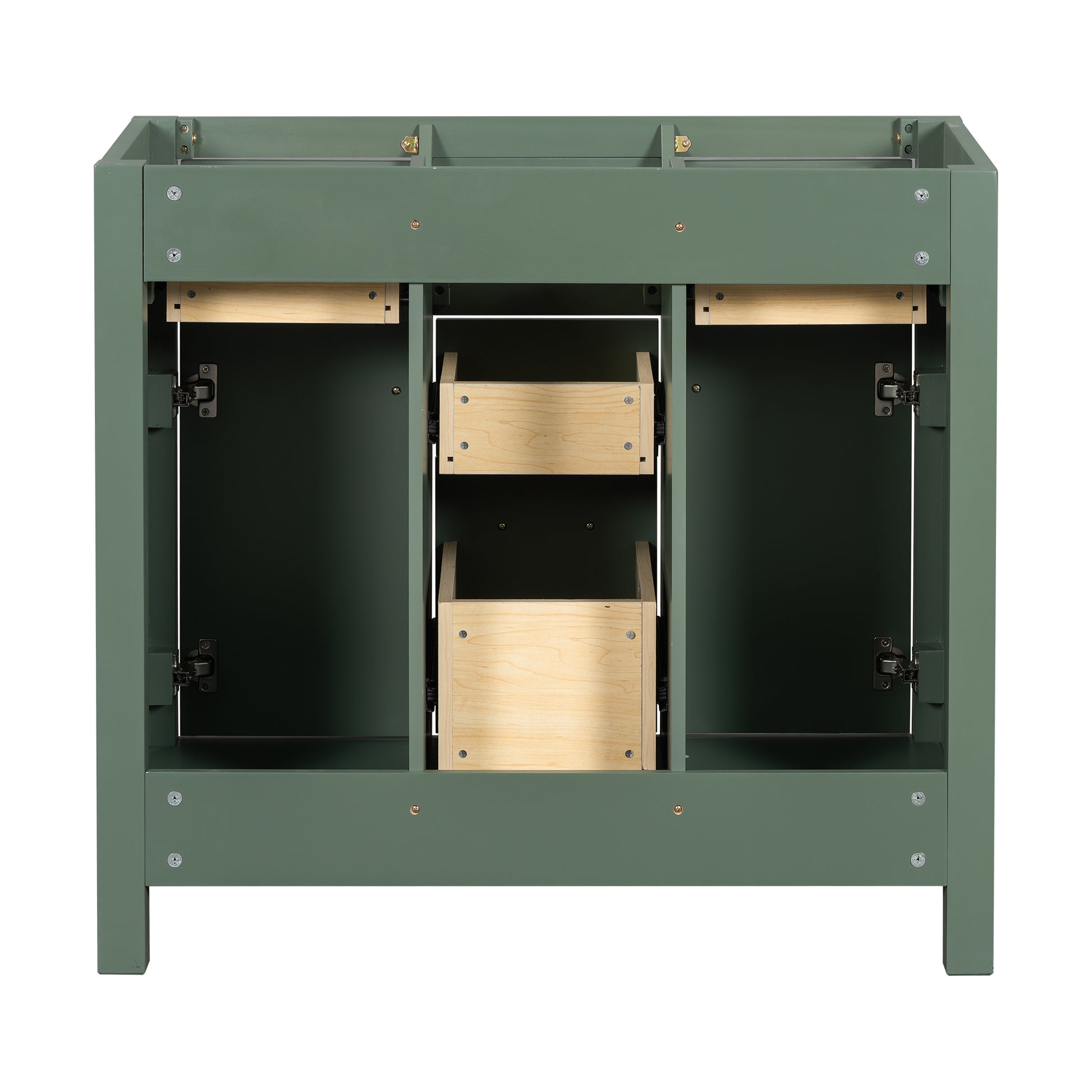 36'' Bathroon Vanity Without, Modern Freestanding Single Bathroom Cabinet With 4 Drawers & 2 Cabinets,Storage Cabinet For Bathroom, Solid Wood Frame Vanity Only, Green Not Include Sink Green Solid Wood Mdf