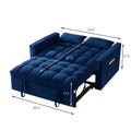 4 In1 Loveseat Sofa Bed With Armrests & Storage Pockets, Multi Function Tufted Pull Out Sofa Bed With Adjustable Backrest And Pillows, Convertible Loveseat Sofa Couch, Navy Navy Velvet Primary Living Space Medium Soft Tufted Back American