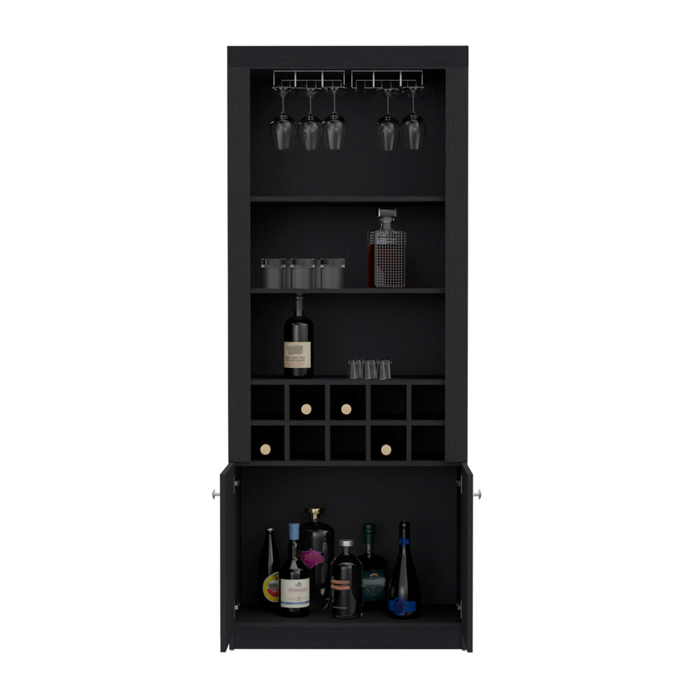 Bar Cabinet Nixon, Living Room, Black Unfinished Black Primary Living Space Contemporary,Modern Particle Board Engineered Wood