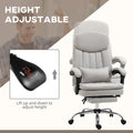 Vinsetto Microfibre Executive Massage Office Chair, Swivel Computer Desk Chair, Heated Reclining Computer Chair With Lumbar Support Pillow, Light Gray Light Grey Polyester