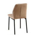 Beige Pu Leather Dining Chairs Living Room Chair Modern Kitchen Armless Side Chair With Metal Legs Set Of 4 Metal Plaid Beige Dining Room Powder Coated Foam Dry Clean Modern Dining Chairs Solid Back Foam Pu Leather