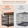 Furniture Style Dog Crate Wrought Iron Frame Door With Side Openings, Rustic Brown, 43.3''W X 29.9''D X 33.5''H. Rustic Brown Particle Board