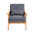 Leisure Chair With Solid Wood Armrest And Feet, Leisure Chair, Wood Frame, Velvet, L, Solid Rubber Wood Legs, Mid Century Modern Accent Chair, For Living Room Bedroom Studio Chair Dark Gray Corduroy