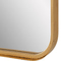 38 Inch Wood Wall Mirror, Metal Frame, Rounded Corners, Gold Gold Wood Metal