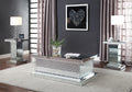 Wood And Mirror Coffee Table With Faux Crystal Inlays, Clear Clear Wood