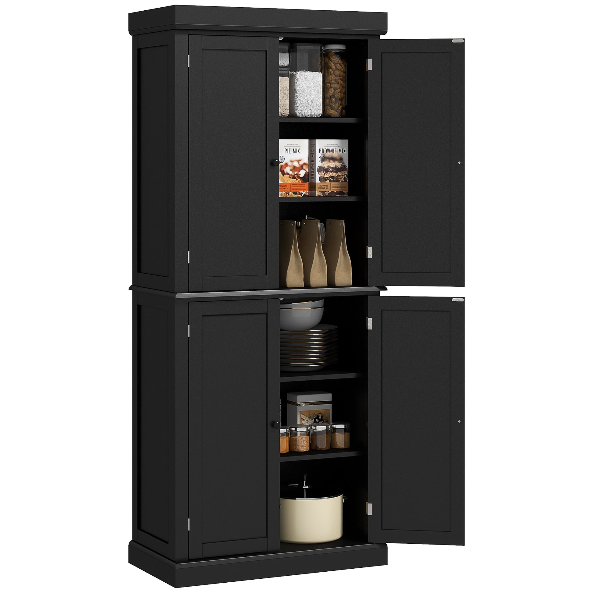 HOMCOM 72.5" Kitchen Pantry Storage Cabinet black-mdf