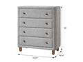 Grey 4 Drawer Upholstered Chest Grey Bedroom Wood Fabric