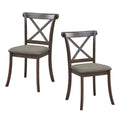 Wooden X Back Dining Chairs Set Of 2, Modern Fabric Upholstered Kitchen Side 2Pc Chairs, Cross Back Rubber Wood Farmhouse Dining Room Chair,Dark Brown Dark Brown Wood