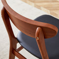 The Stylish And Durable Solid Wood Dining Chair, Small Curved Back, Pu Cushion, And Beautiful Shape Match Perfectly With Any Room And Everyday Use Walnut Set Of 2 Rubber Wood