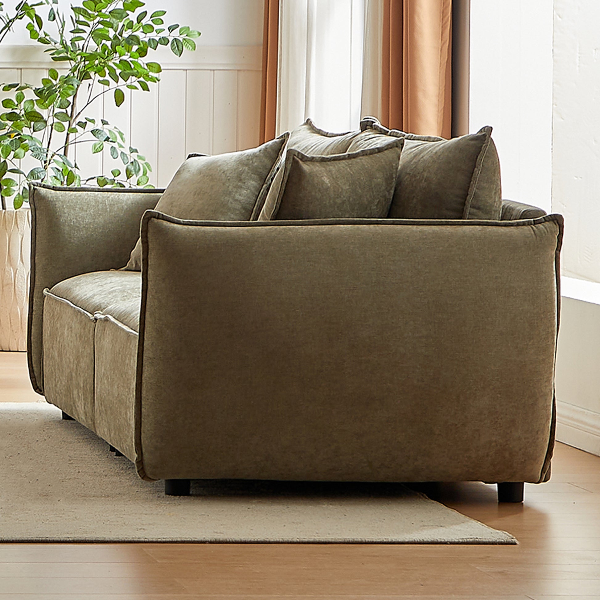 Mh88" Modern Living Room Sectional, Wide Living Room Sectional, Stylish Chenille Triple Sectional With Extra 2 Pillows, Thickly Padded Seat And Back And Armrests For Apartment, Living Room Light Green Chenille Wood Primary Living Space Pine Foam Fabric 3