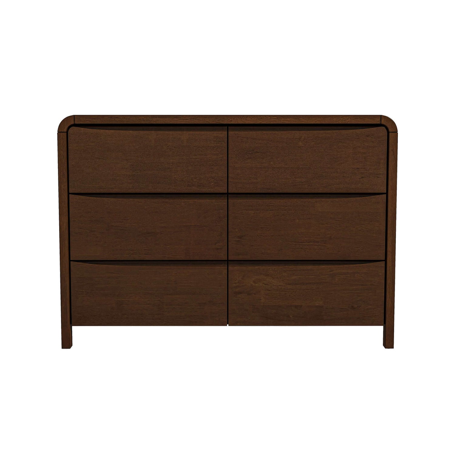 Lionel Mid Century Modern Solid Wood 6 Drawer Dresser Brown Solid Wood