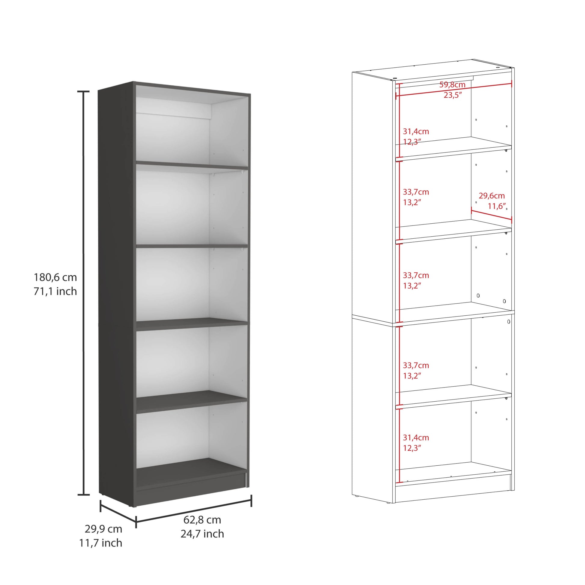 Lainor 3 Piece Home Bookcase Set, 74" Wide With 13 Shelvesliving Room Set Set Matt Gray White Freestanding 5 Or More Shelves Multicolor,White Gray Gray Office Open Storage Space Modern Particle Board