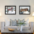 2 Piece Vignette Winter Covered Bridges Black Framed Wall Art For Living Room, Bedroom Wall Art Print For Home Decor By Billy Jacobs Multicolor Wood Paper