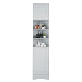 Multi Functional Corner Cabinet Tall Bathroom Storage Cabinet With Two Doors And Adjustable Shelves, Open Shelf, Grey Grey Mdf