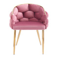 Set Of 2 Luxury Handmade Accent Chair With Gold Legs, Modern Velvet Armchair For Living Room And Bedroom Pink Foam Velvet