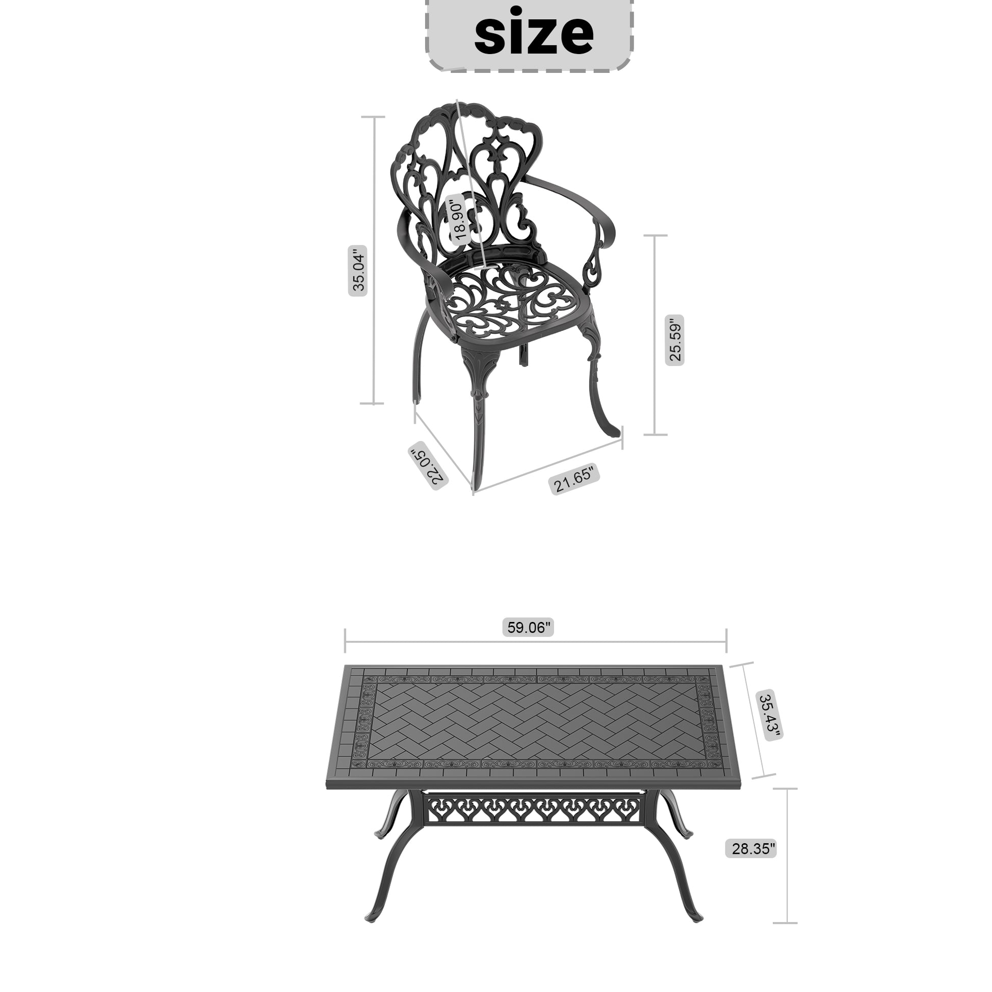 Cushions In Random Colors 7 Piece Set Of Cast Aluminum Patio Furniture With Cushions Yes Dining Set Black Seats 6 Rust Resistant Frame Water Resistant Cushion Garden & Outdoor Complete Patio Sets Aluminium
