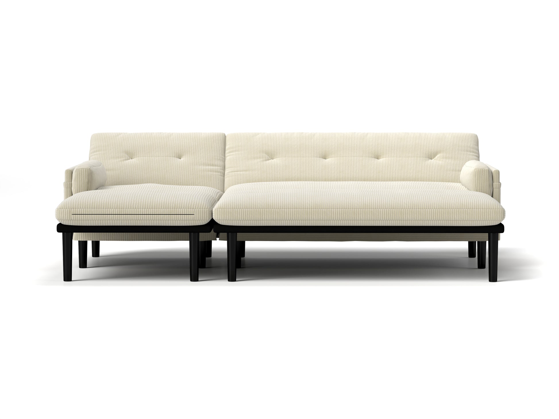 Ivory Corduroy Sectional Sofa: Convertible 3 Seater Sofa, L Shaped Sofa, And Bed Ivory Velvet Metal Primary Living Space Medium Soft Loose Back Pillow Top Arms Foam Fabric Metal 3 Seat
