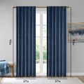 Room Darkening Poly Velvet Rod Pocket Back Tab Curtain Panel Pair 2 Pcs Window Panels Navy Polyester