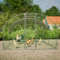 Large Chicken Coop Metal Chicken Run With Waterproof And Anti Uv Cover, Dome Shaped Walk In Fence Cage Hen House For Outdoor And Yard Farm Use, 1