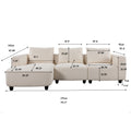 Wks14W Mid Century Modern Sofa Three Seater Sofa With Upholstered Footstool Living Room, Bedroom, Beige Footstool White Fabric 3 Seat