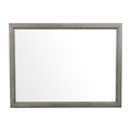 Wooden Square Mirror With Molded Details And Dual Texture, Gray Gray Wood