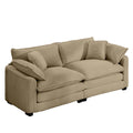 Modern Fabric Living Room Sofa With 4 Pillows Upholstered Large Deep Seating Loveseat, Tan Corduroy Tan Corduroy 2 Seat