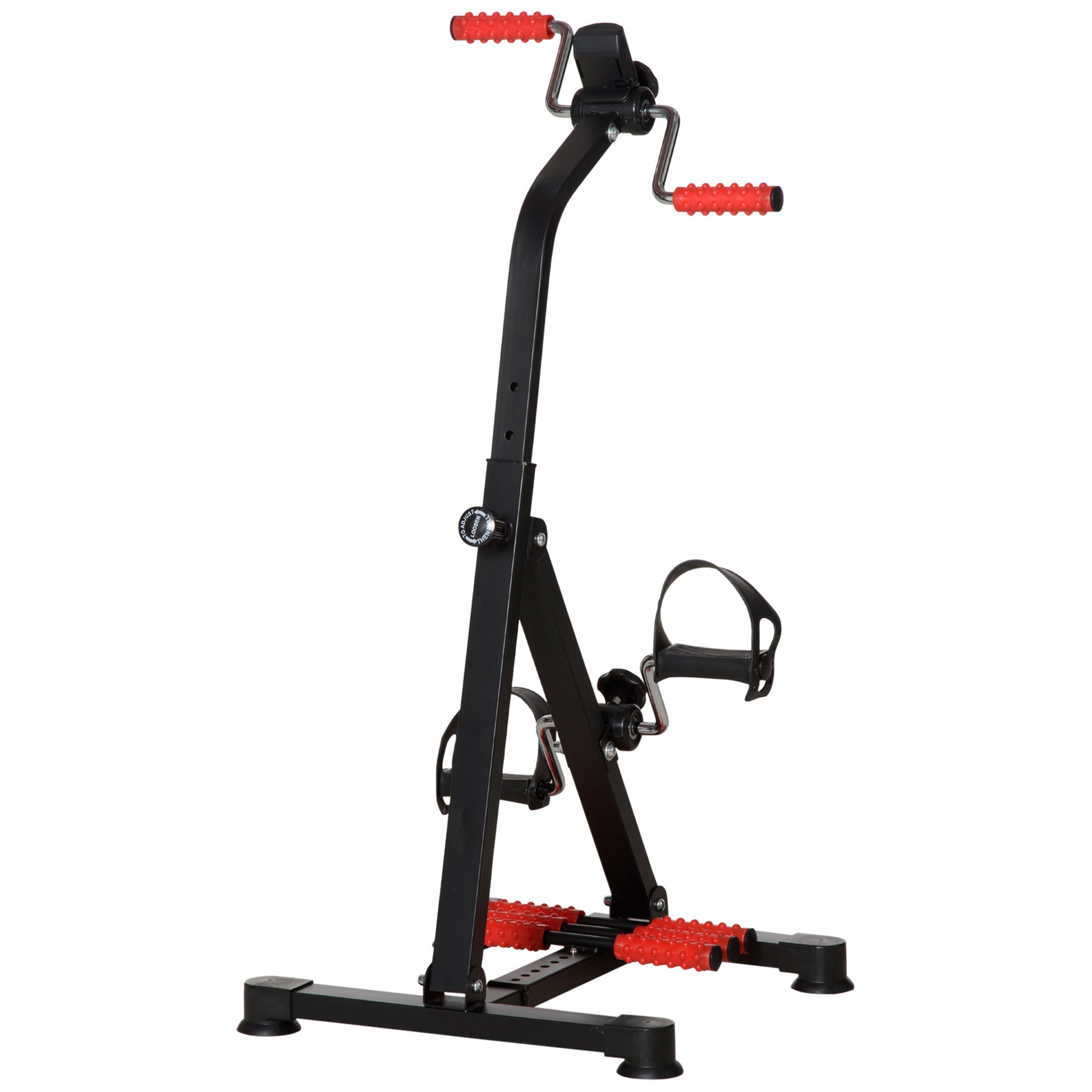 Soozier Pedal Exerciser, Hand Arm Knee And Leg Exercise Machine For Seniors, Height Adjustable, With Lcd Display And Foot Massage Roller Black Red Steel