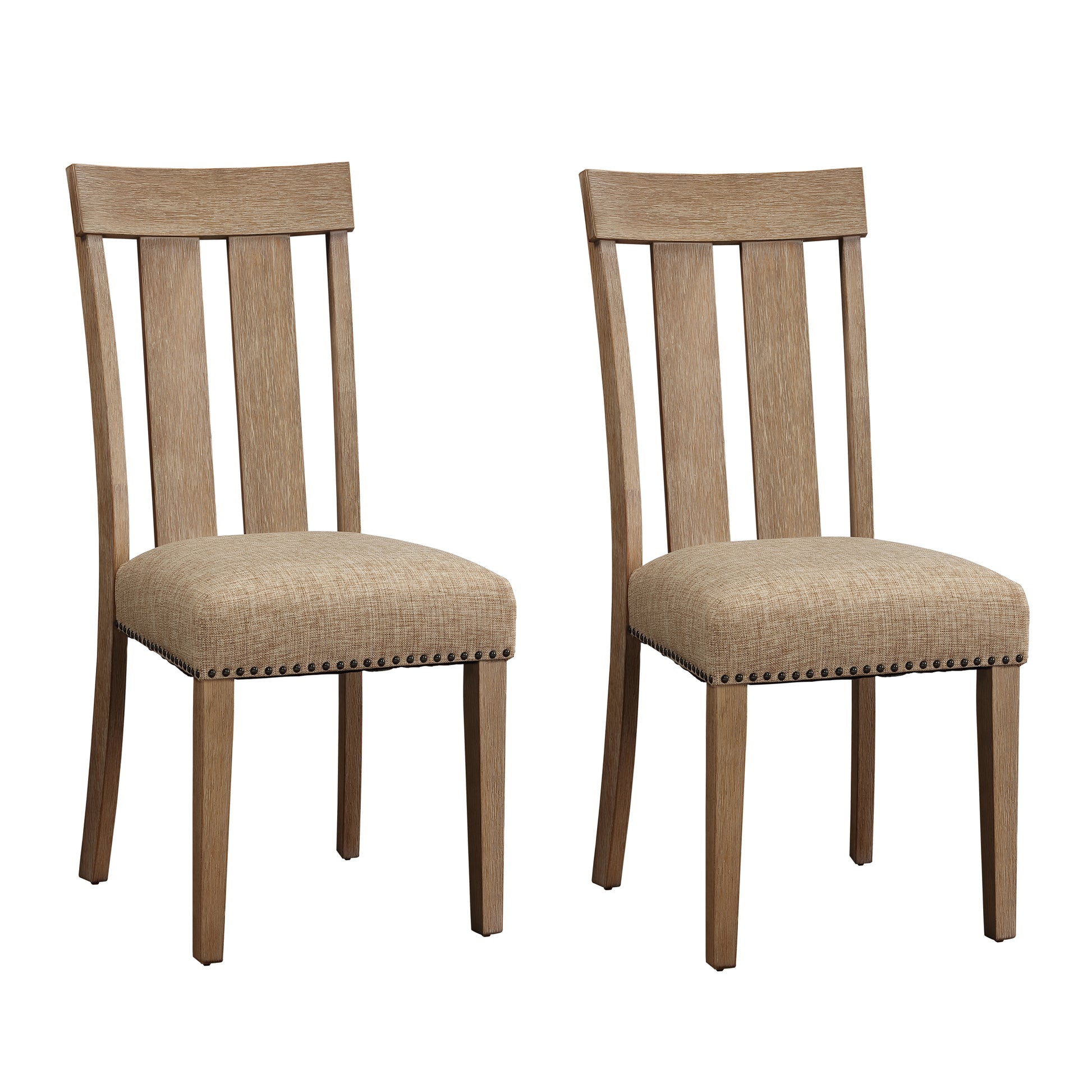 Beige And Maple Open Back Side Chairs Set Of 2 Beige Light Brown Primary Living Space Farmhouse Rubberwood Wood Fabric
