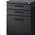 Contemporary Style File Cabinet With Lock System And Caster Support, Black Black Metal